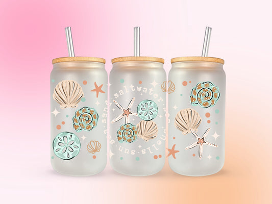 Saltwater Seashells UV DTF CUP WRAP
