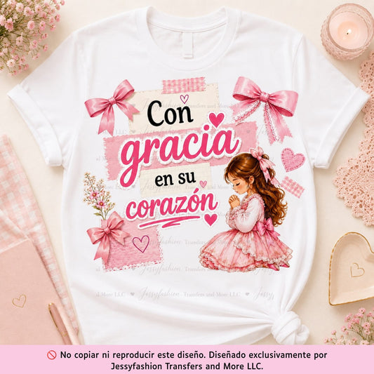 Con Gracia En Su Corazón Dtf shirt transfer