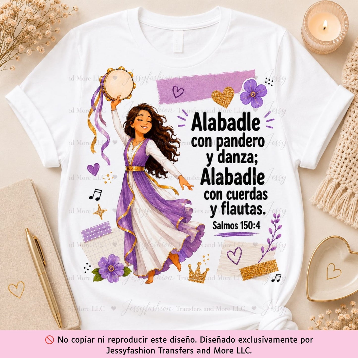 Alabadle Con Pandero Y Danza Dtf shirt transfer