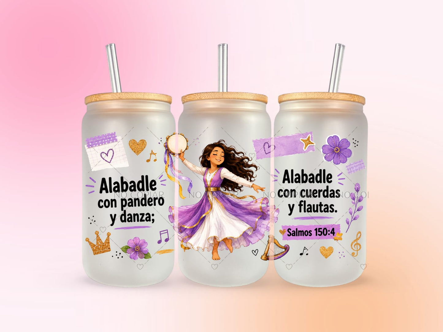 Alabadle Con Pandero Y Danza UV DTF CUP WRAP
