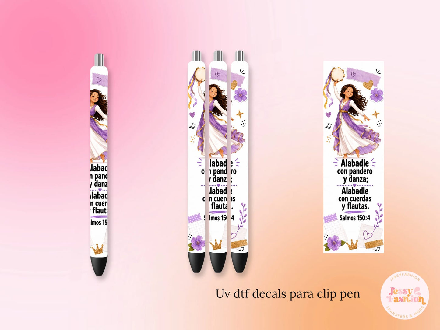 Alabadle Con Pandero Y Danza UV DTF DECAL BOLÍGRAFO