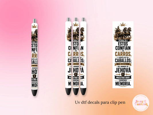 Estos Confían En Carros, Y Aquellos En Caballos  UV DTF DECAL BOLÍGRAFO
