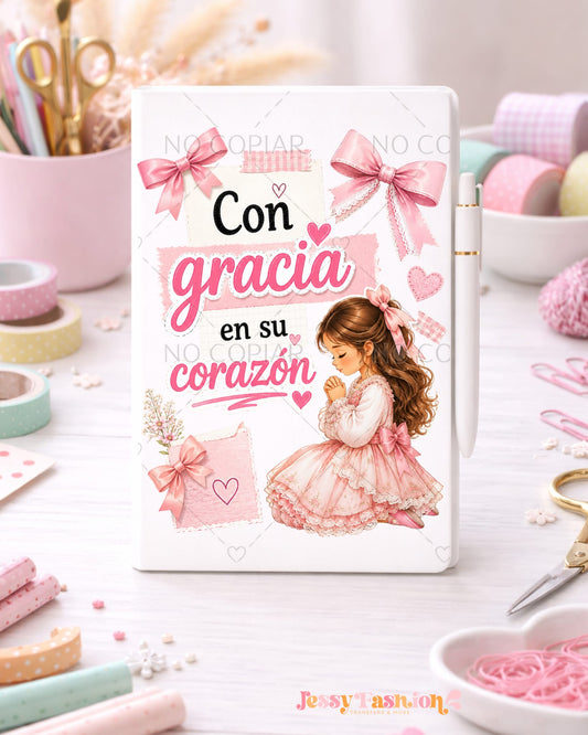 Con Gracia En Su Corazón UV dtf notebook