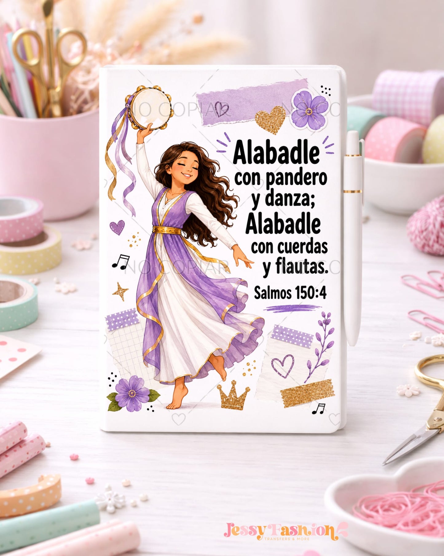 Alabadle Con Pandero Y Danza   UV dtf notebook