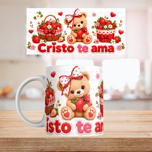 Cristo Te Ama mug 11oz Sublimation transfer