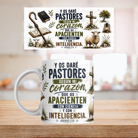 Y os daré pastores según mi corazón mug 11oz Sublimation transfer