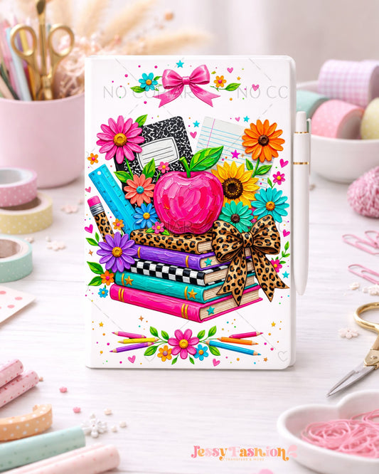 Floral Teacher Apple & Book UV dtf notebook