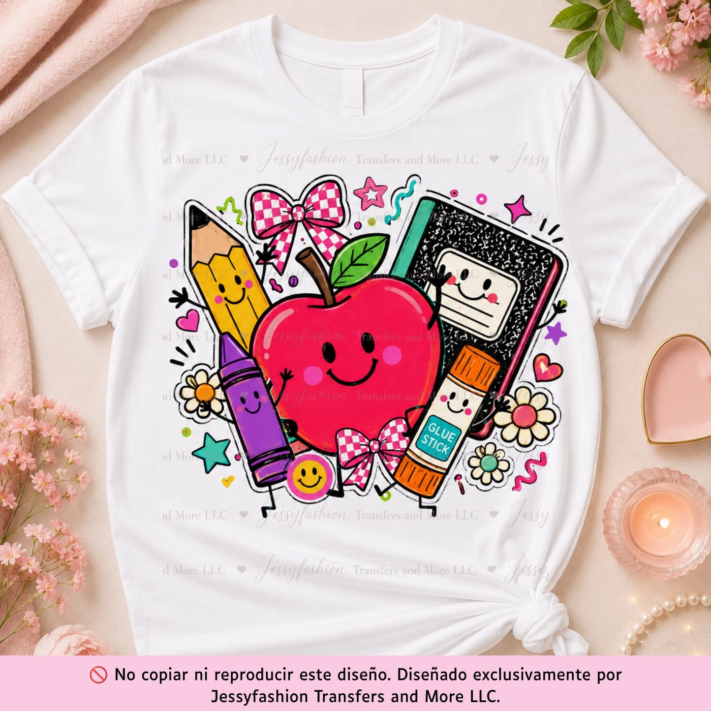 Cute Doodle School Supplies Dtf shirt transfer