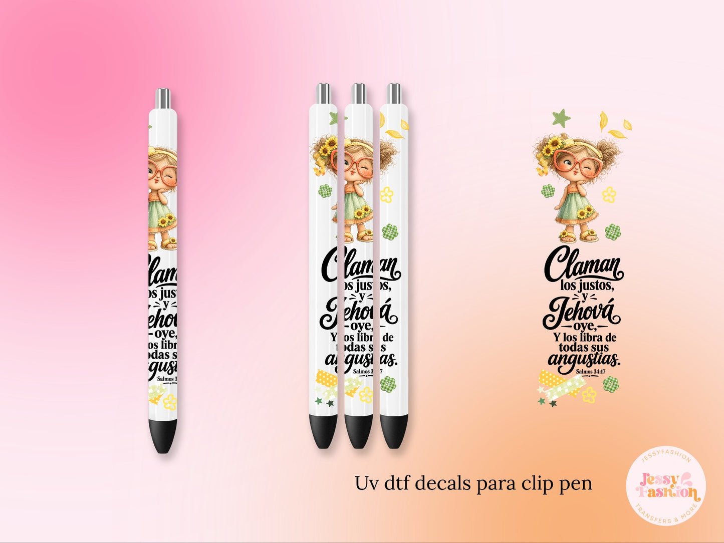 Claman los justos Y Jehová oye UV DTF PEN WRAP