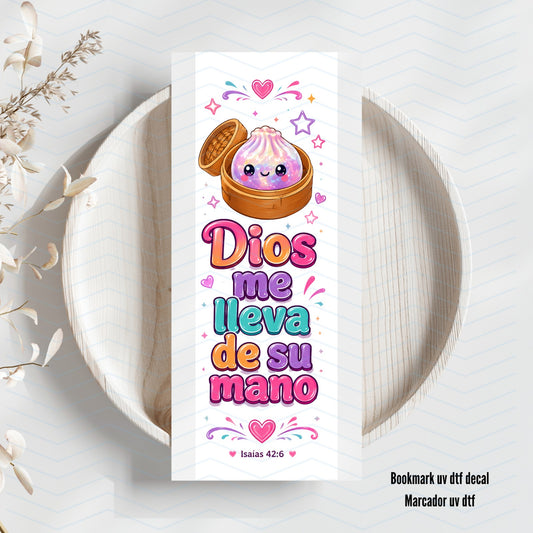 Dios Me LLeva De Su Mano Uv Dtf Bookmark