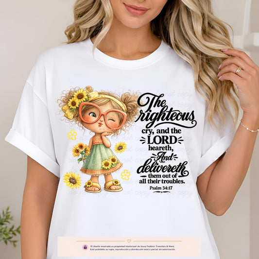 The Righteous Cry Psalm 34:17 Dtf shirt transfer