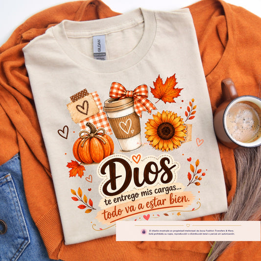 Dios te Entrego Mis Cargas Dtf shirt transfer
