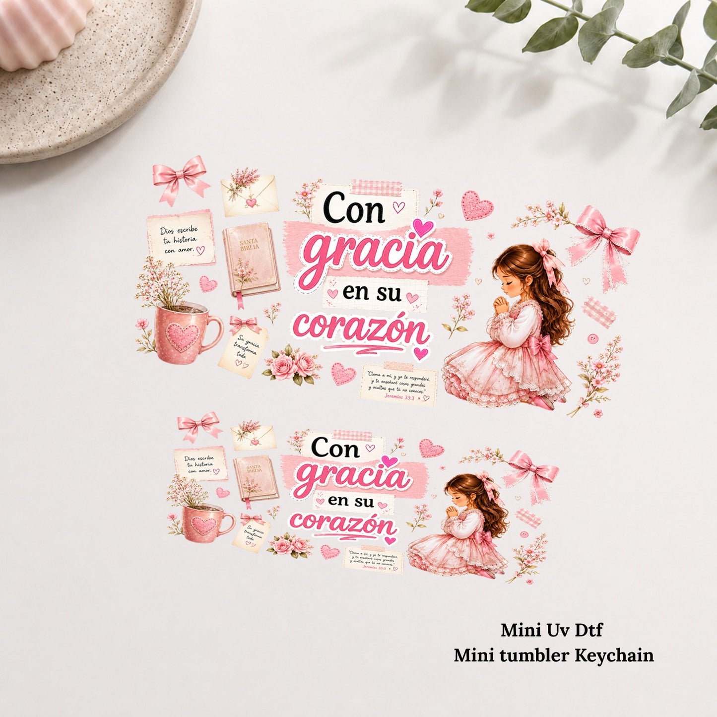 Con Gracia En Su Corazón uv dtf wrap