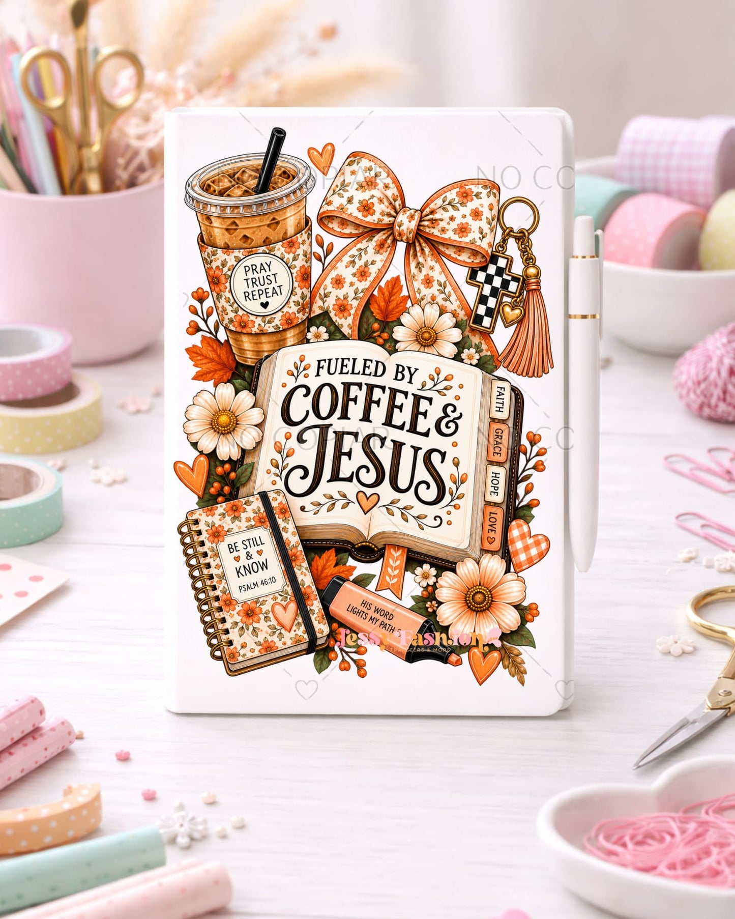 Fueled by Coffee & Jesus UV dtf notebook