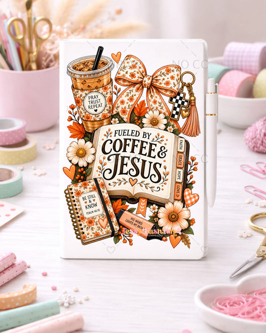 Fueled by Coffee & Jesus UV dtf notebook