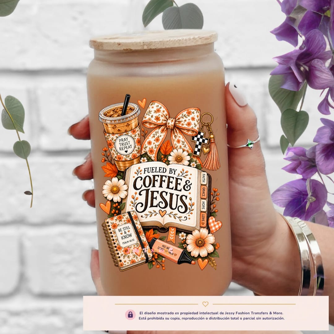 Fueled by Coffee & Jesus UV DTF Decal