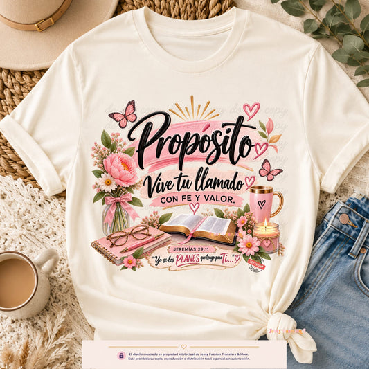 Vive tu Llamado con Fé y Valor Dtf shirt transfer