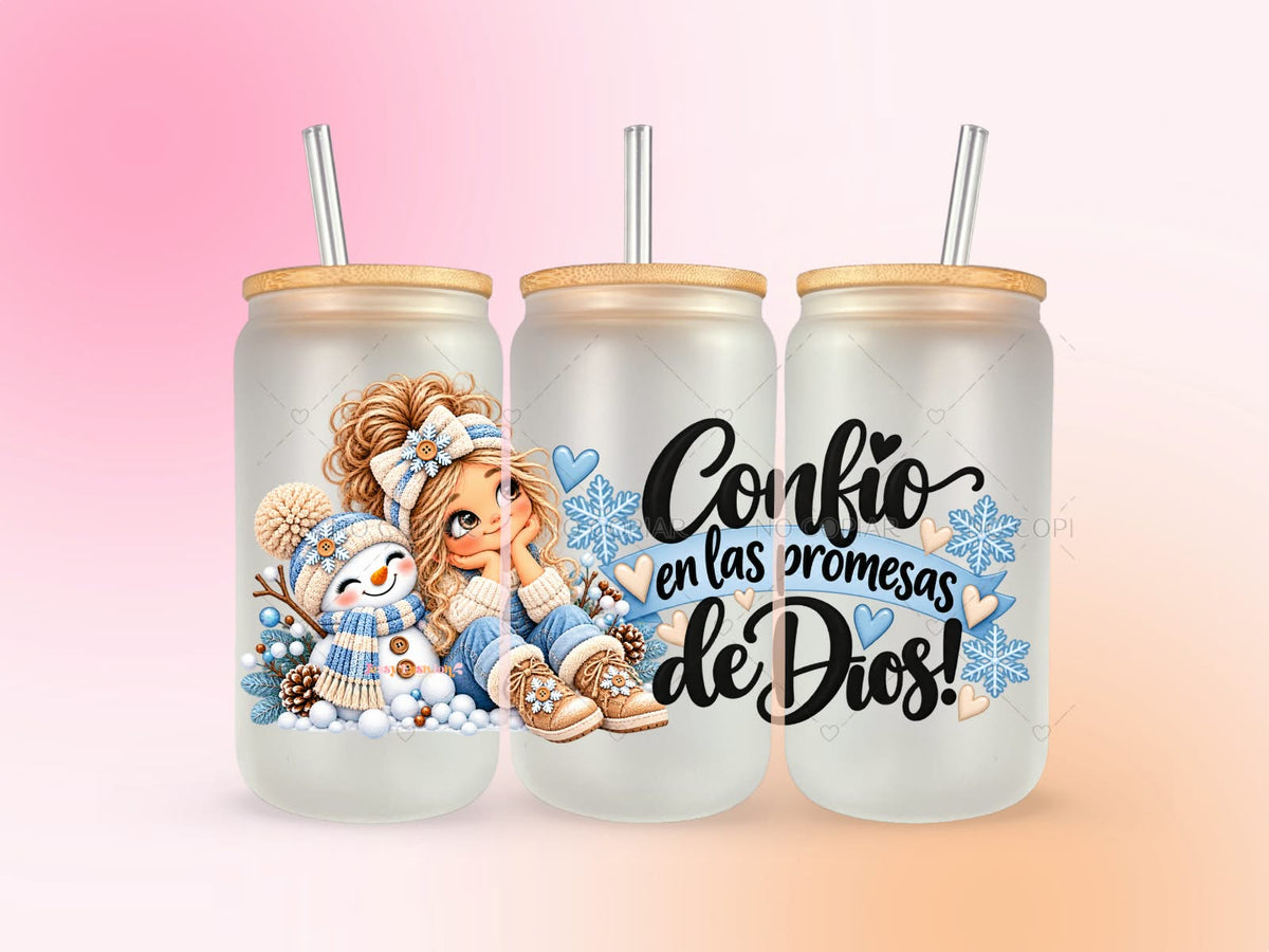 Confío en las promesas Dios UV DTF CUP WRAP