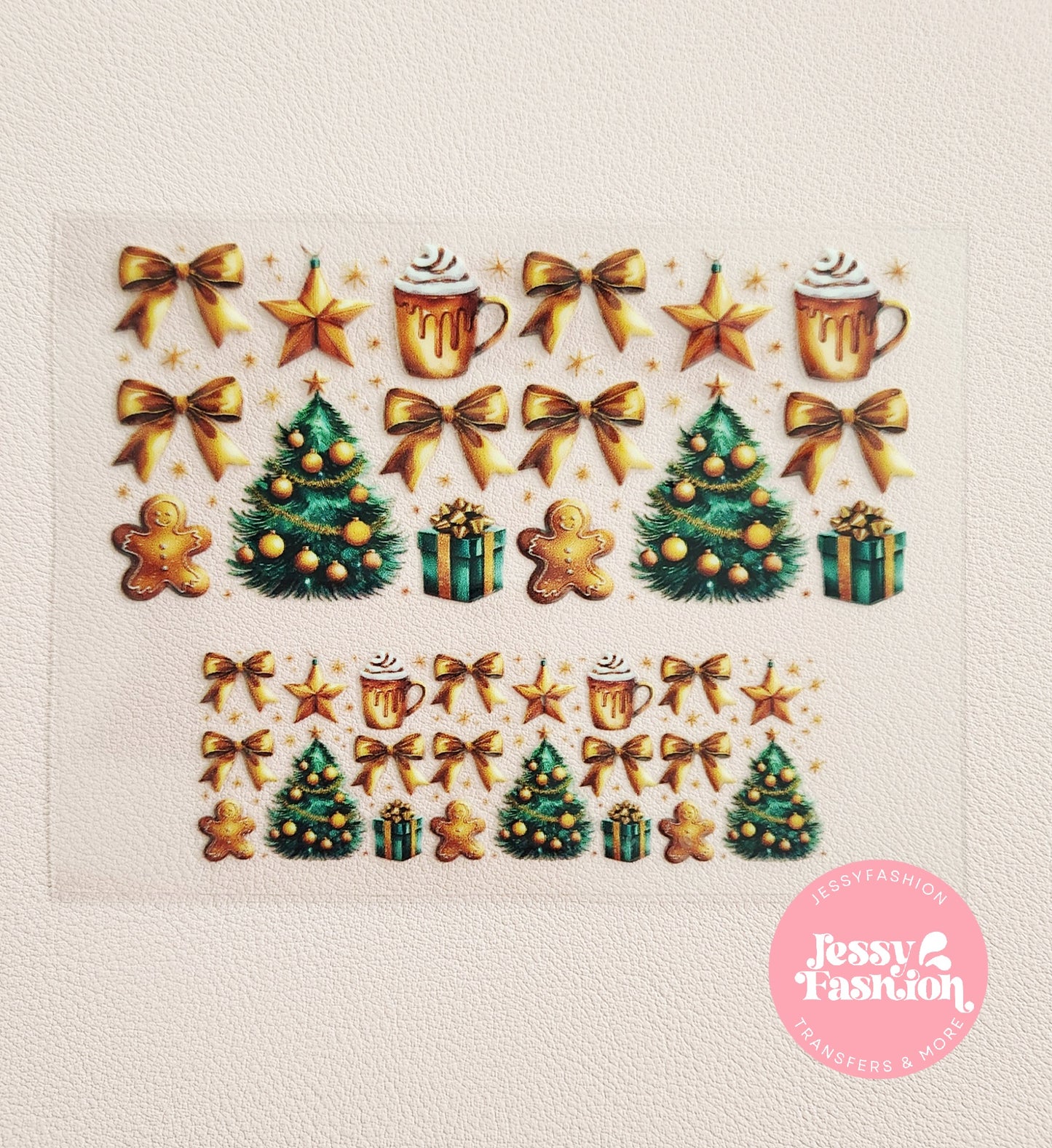 Golden Christmas bow Mini uv dtf wrap