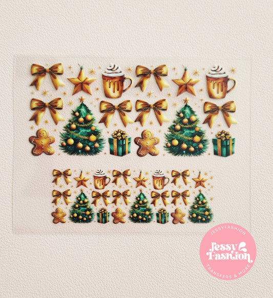 Golden Christmas bow Mini uv dtf wrap