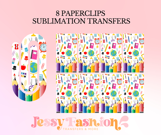 Teacher school items  paperclip SUBLIMATION TRANSFER