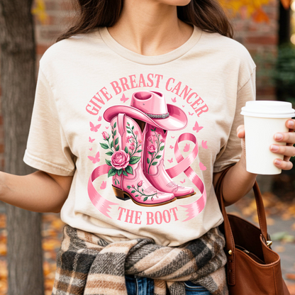Give breast cancer the boot DTF Shirt Transfer