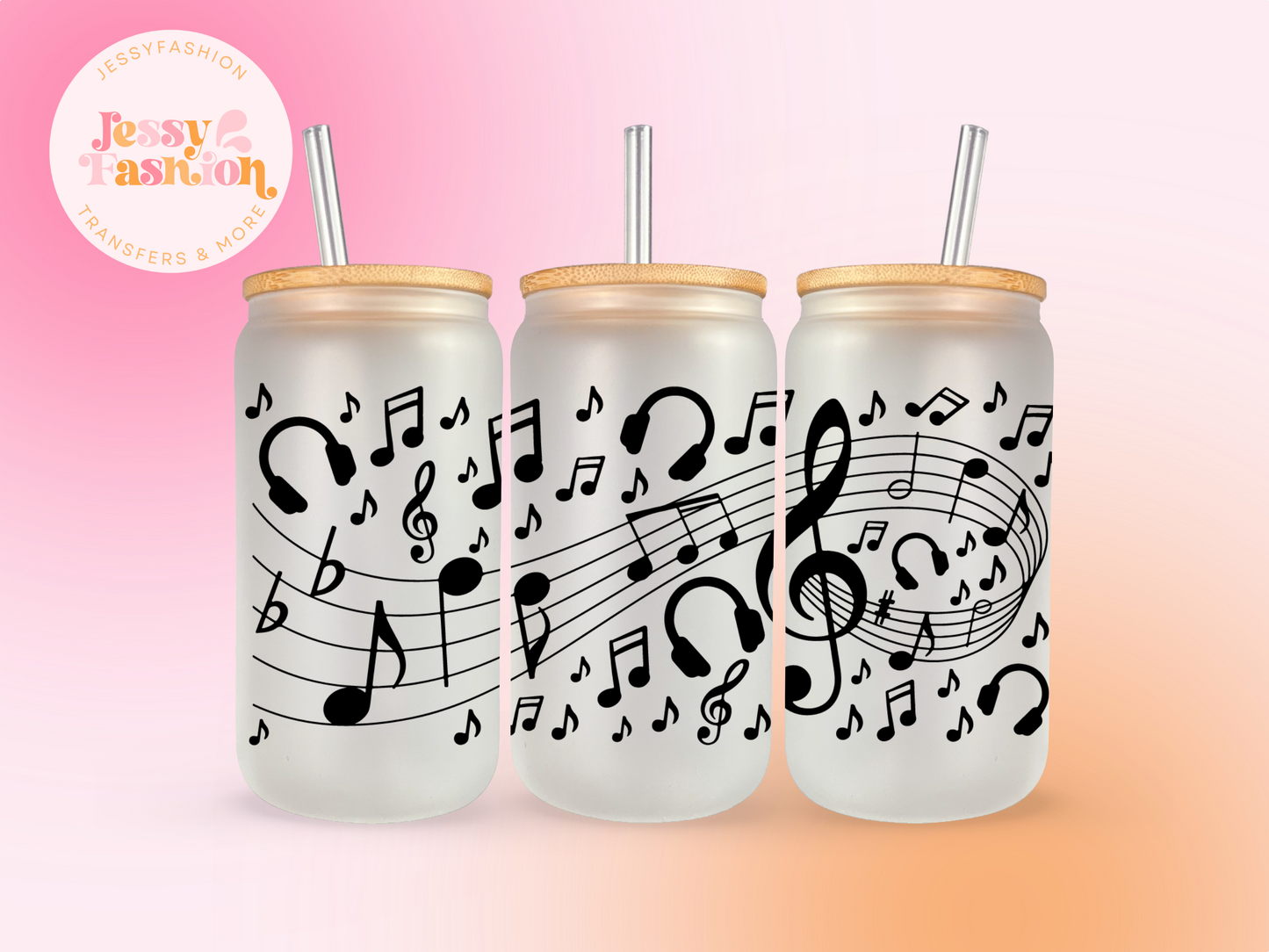 Music notes UV DTF CUP WRAP