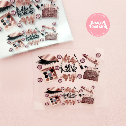 But first makeup mini tumbler uv dtf wrap