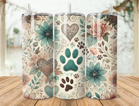Paw print floral Sublimation Transfer