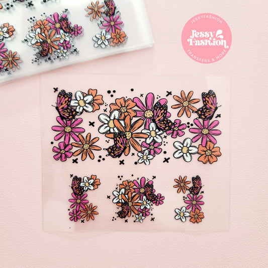 Brightness flowers and butterflies mini tumbler uv dtf wrap