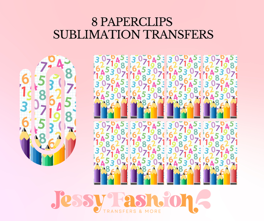 Teacher numbers paperclip SUBLIMATION TRANSFER