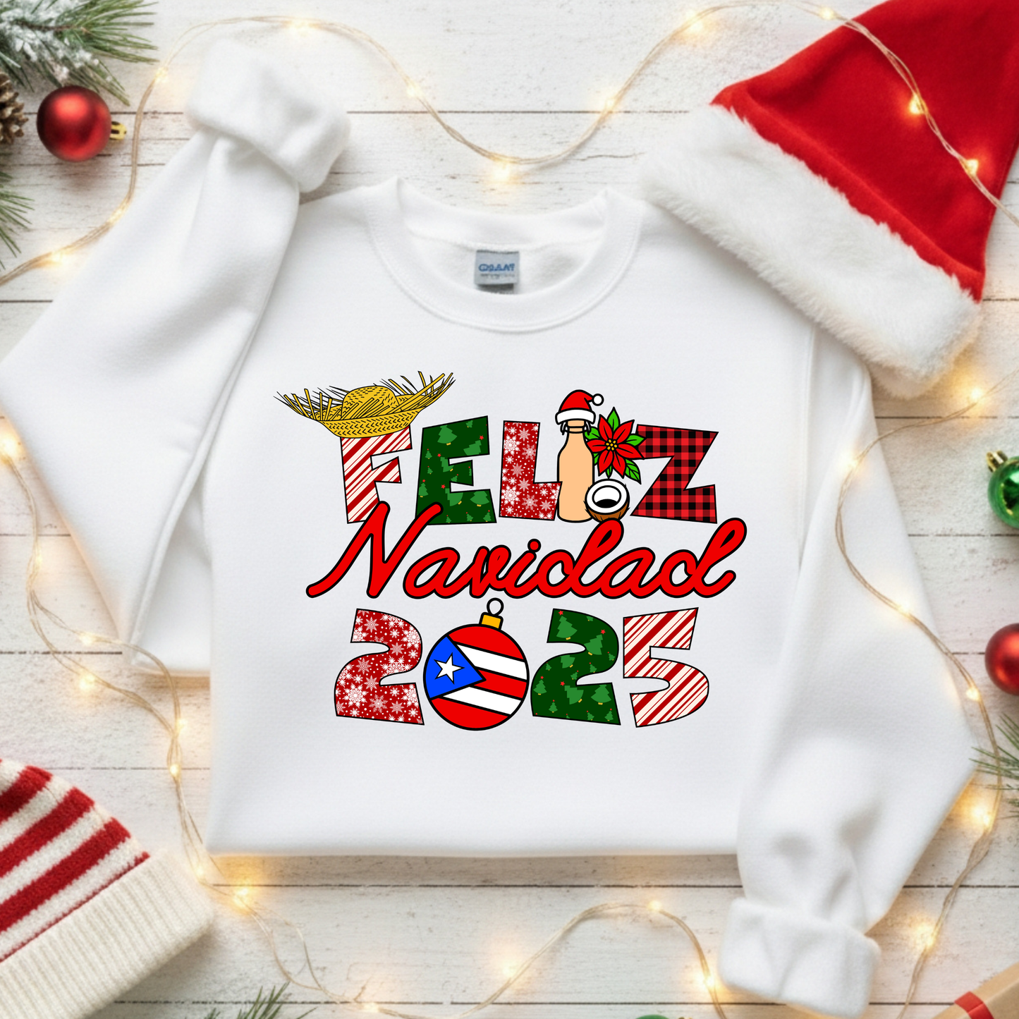 Puerto Rico Feliz navidad 2025  Dtf Shirt Transfer