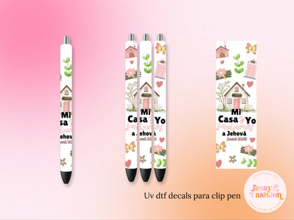 Mi casa y yo serviremos a Jehová DTF DECAL BOLÍGRAFO