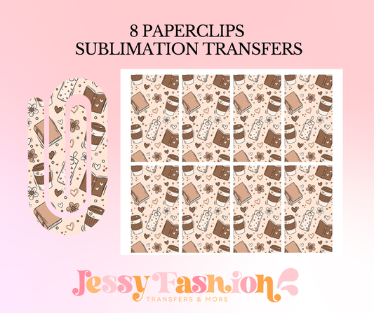 Books and coffee paperclip SUBLIMATION TRANSFER