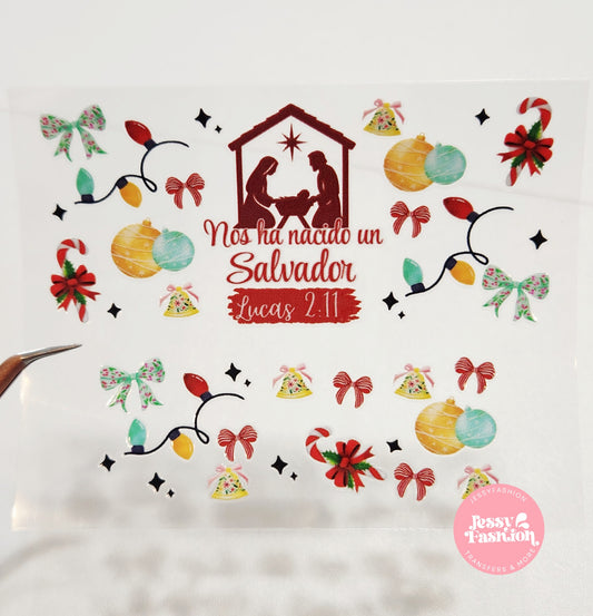 Nos ha nacido un Salvador... Lucas 2:11  mini uv dtf wrap