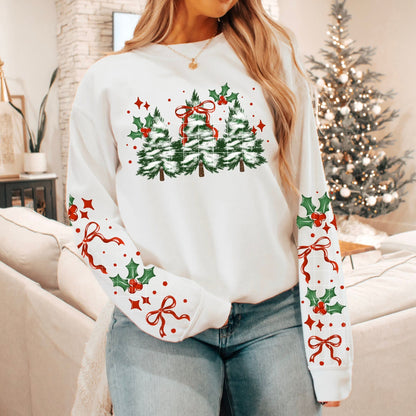 Christmas Trees and bow 3pc Dtf Shirt Transfer