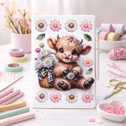 Cute Highland Cow UV dtf notebook