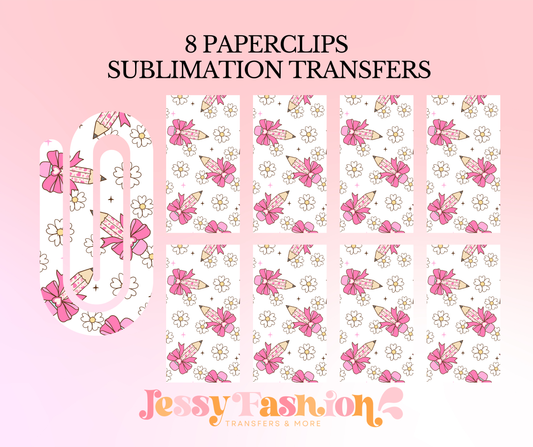 Teacher pencil bow paperclip SUBLIMATION TRANSFER