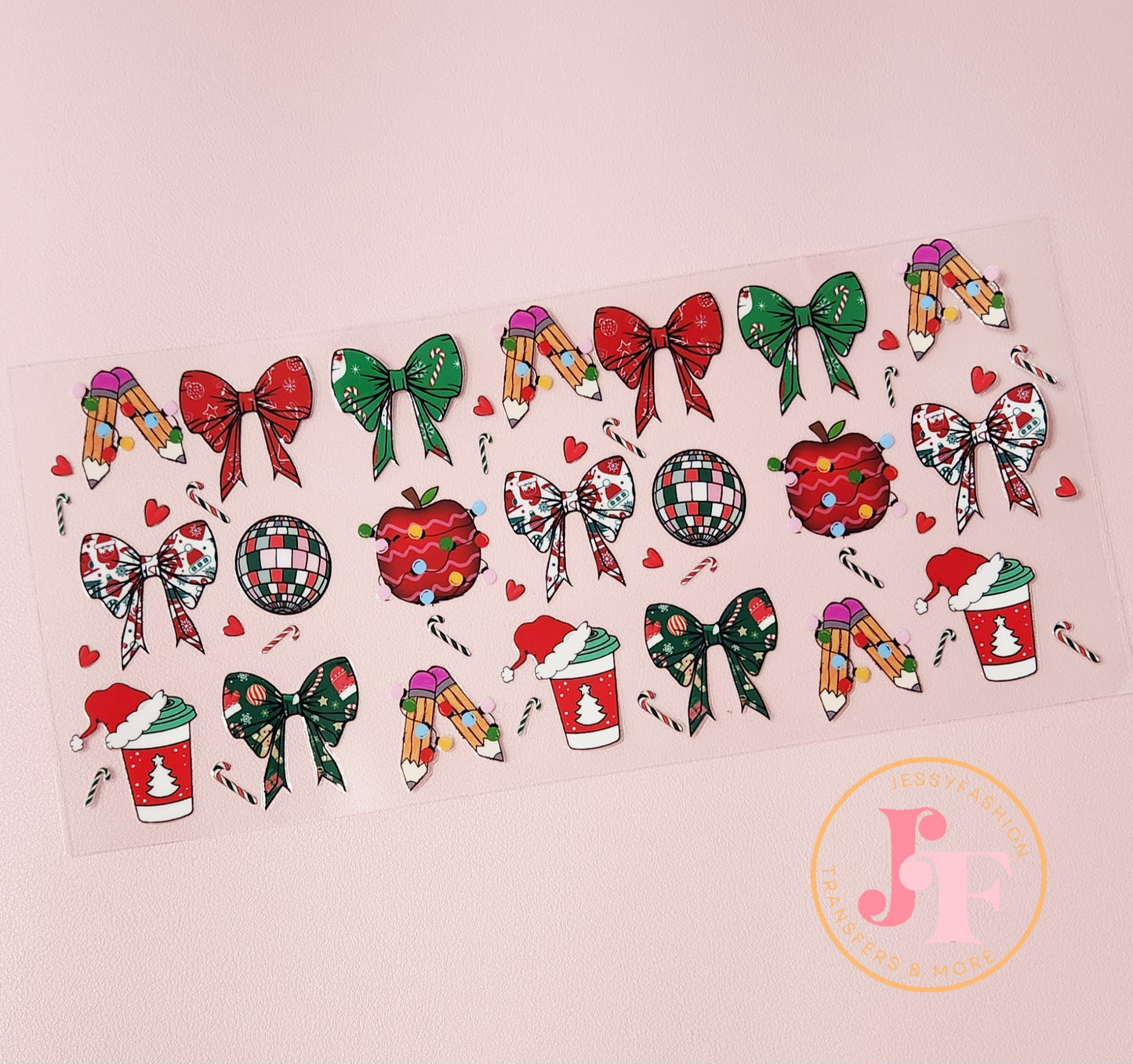 Christmas Teacher Red Bow UV DTF CUP WRAP