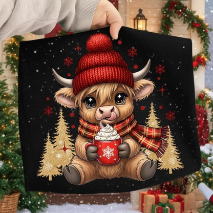 Winter Christmas Highland Cow Dtf Shirt Transfer