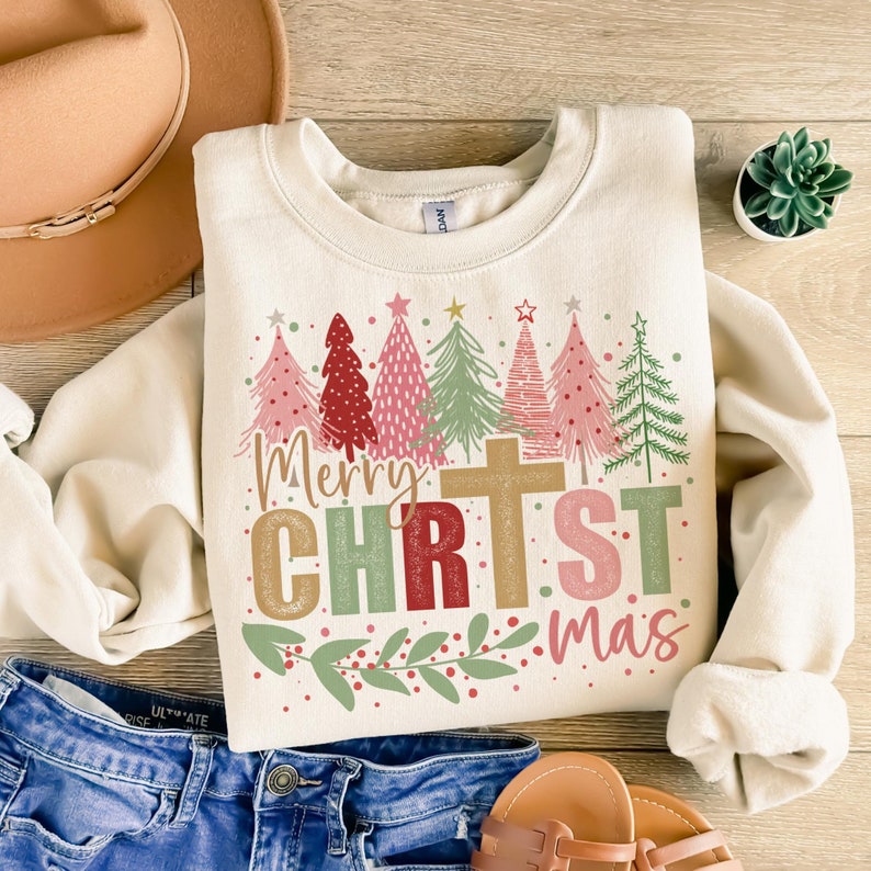 Merry Christmas pastel colors Dtf Shirt Transfer