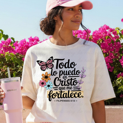 Todo lo puedo en Cristo Dtf Shirt Transfer