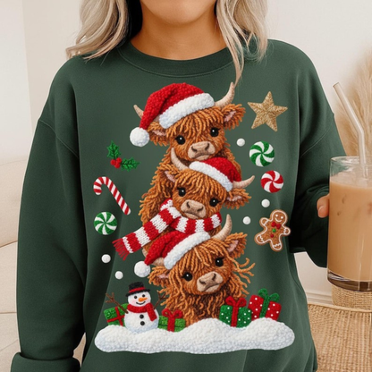 Faux Crochet Highland Cow Dtf Shirt Transfer