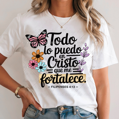 Todo lo puedo en Cristo Dtf Shirt Transfer