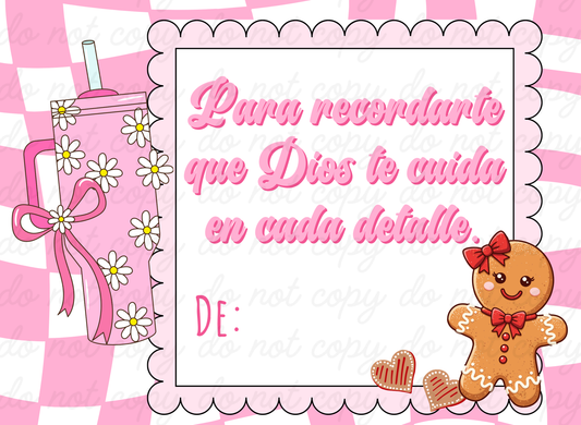 Tarjetas con mensajes para los llaveros mini tumblers