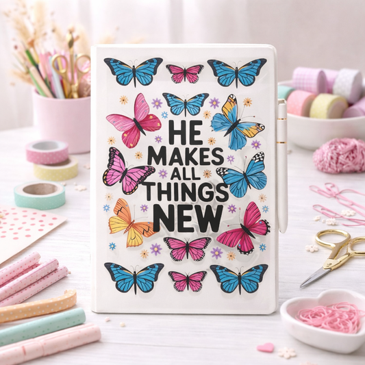 He makes all things new!  UV dtf notebook