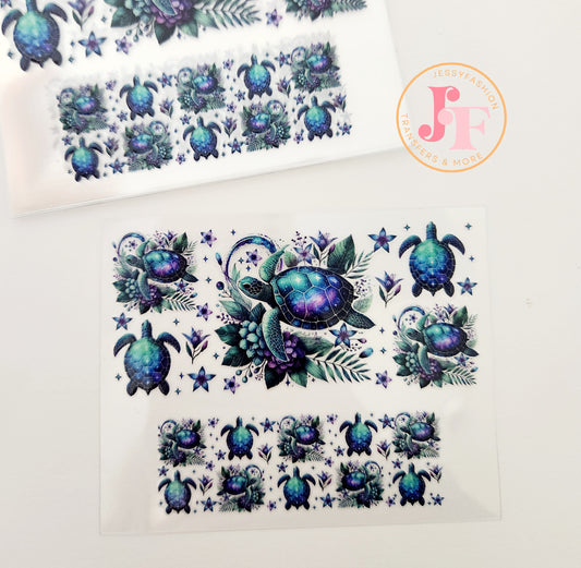 Sea turtle mini tumbler uv dtf wrap