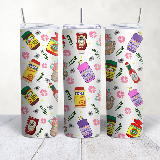 Mamá Amor, Sazón y Fabulosa Sublimation Transfer Tumbler 20oz