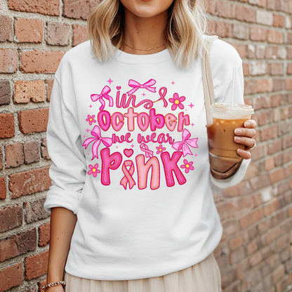 In october we wear Pink DTF Shirt Transfer