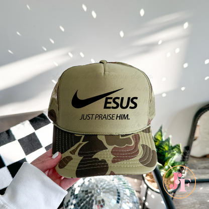 Jesus just praise Him hat print